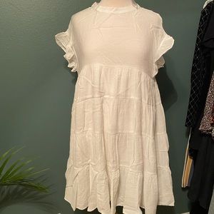 White Flowy Ruffle Dress - NWT